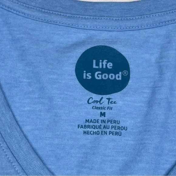 Life is Good Tshirt Blue V Neck Happy Hour Gym Workout Yoga Beach Hiking Gorp - Picture 9 of 10